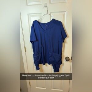 Med Couture Navy Short Sleeve V-Neck Tee